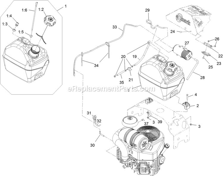 Fuel Assembly Diagram and Parts List for TTX691CKA60400 (400000000-402082299)(2017) Exmark Lawn Mower