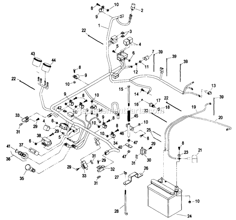 Electrical Group (1) Diagram and Parts List for LZ22KC604 (190000-219999)(1999) Exmark Lawn Mower