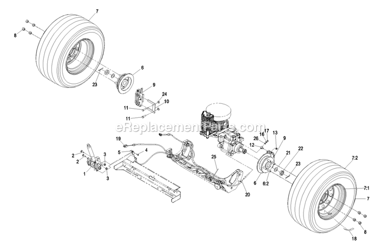 Park Brake Group Diagram and Parts List for LZAS20BV484 (790000-849999)(2009) Exmark Lawn Mower
