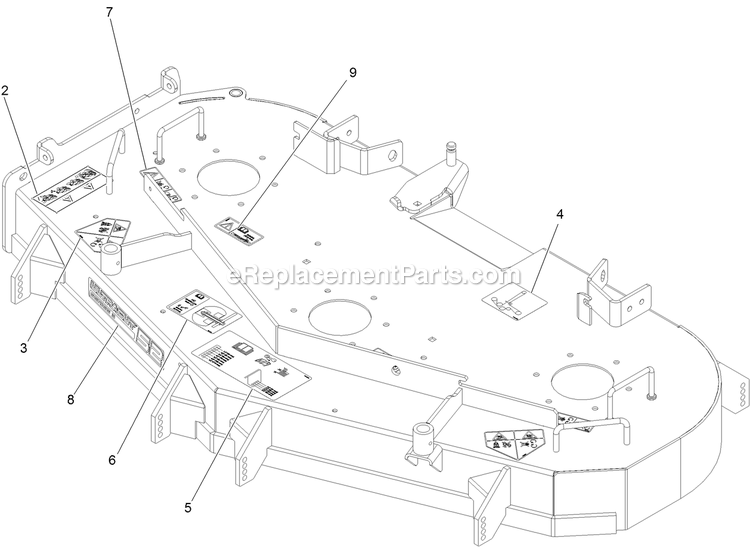 Deck With Decals Assembly Diagram and Parts List for TTS541GKA52300 (316000000-399999999)(2016) Exmark Lawn Mower