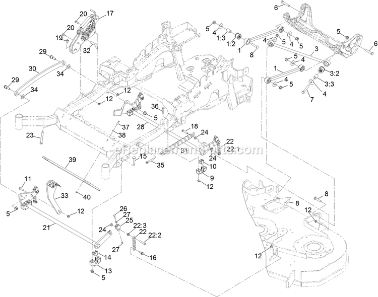 Decklift Assembly Diagram and Parts List for LZE751GKA604C1 (404314159-406294344)(2019) Exmark Lawn Mower
