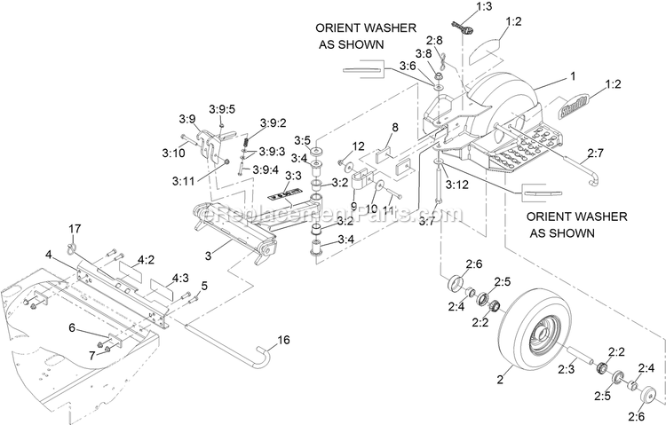 Stand-On Assembly Diagram and Parts List for 116-7223 (314000000-314999999)(2014) Exmark Lawn Tractor Accessories