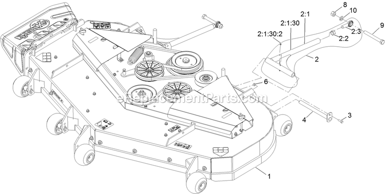 Complete Deck Assembly Diagram and Parts List for LZS902DKU725A1 (315000000-315999999)(2015) Exmark Lawn Mower