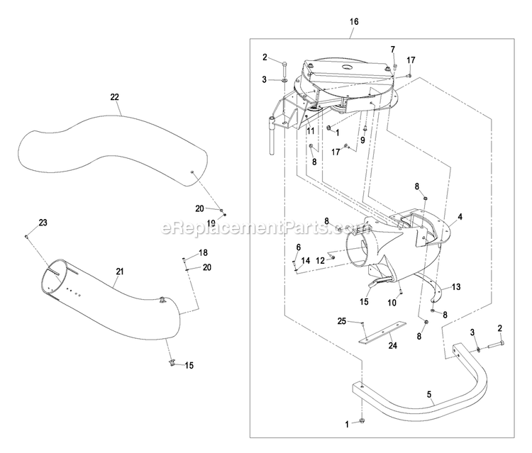 Blower Assembly (2) Diagram and Parts List for LHPUV4650 (600000-669999)(2006) Exmark Lawn Tractor Accessories