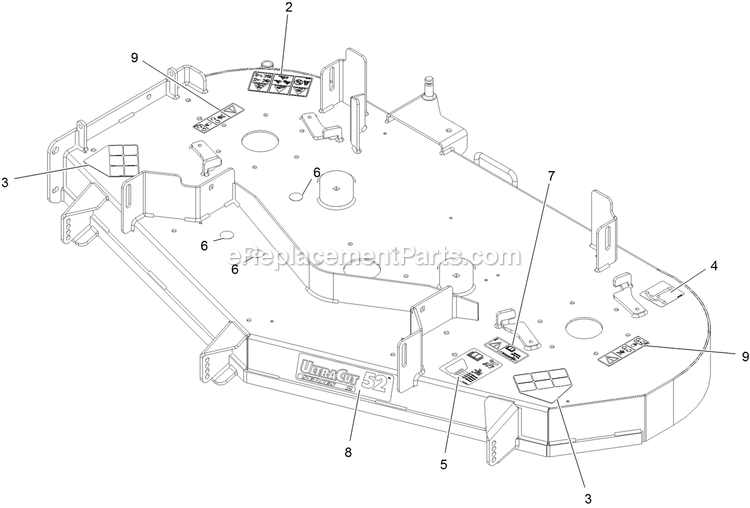 Deck With Decals Assembly Diagram and Parts List for PNE691GKA52200 (315000000-315999999)(2015) Exmark Lawn Mower