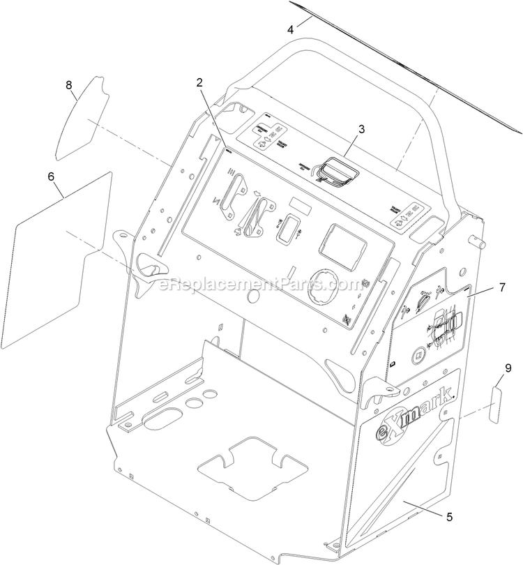 Control Tower With Decals Assembly Diagram and Parts List for VT24KA484CA (920000-999999)(2011) Exmark Lawn Mower