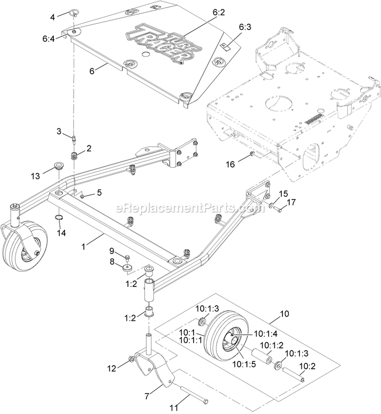 Main Frame Assembly Diagram and Parts List for TTS541GKA52300 (315000000-315999999)(2015) Exmark Lawn Mower