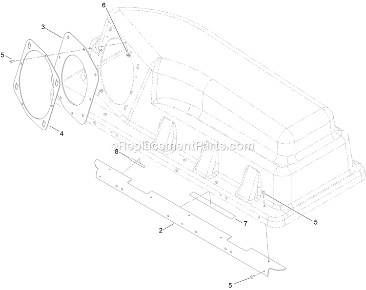 Bagger Top Assembly Diagram and Parts List for 142-6388 (408644346-411294211)(2021) Exmark Lawn Tractor Accessories