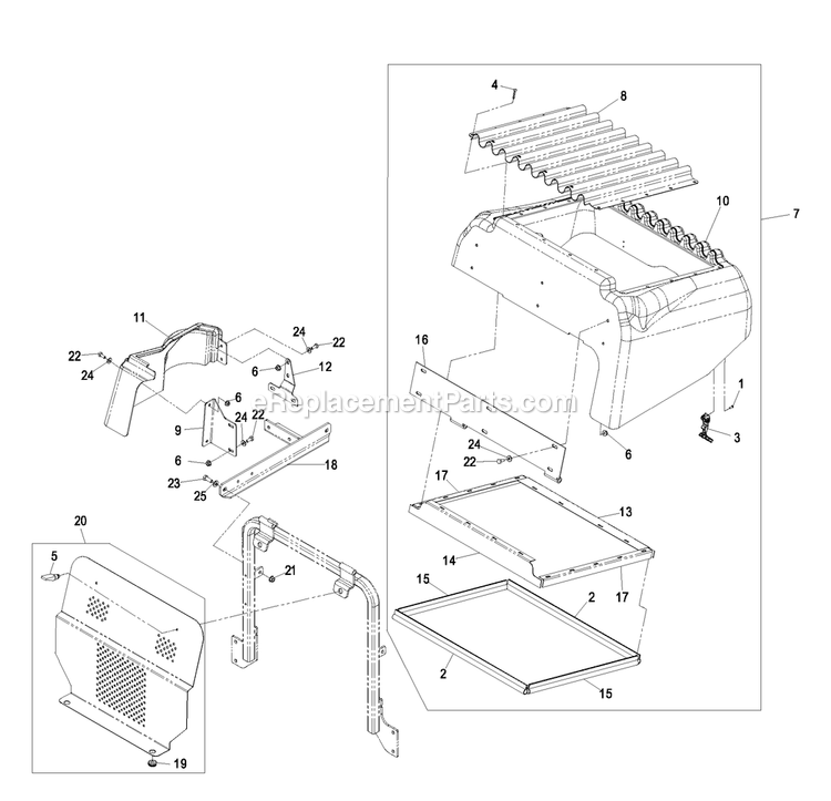 Hood And Panel Group Diagram and Parts List for LXS25KD605 (600000-669999)(2006) Exmark Lawn Mower