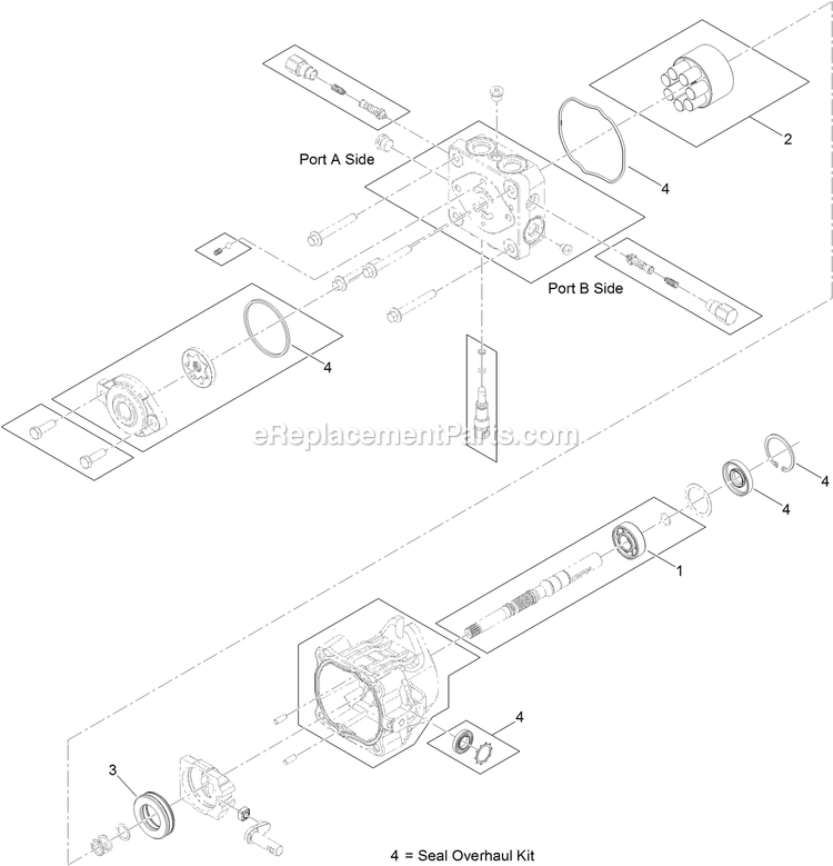 Hydraulic Pump Assembly Diagram and Parts List for NVS640CKC42000 (315000000-315999999)(2015) Exmark Lawn Mower