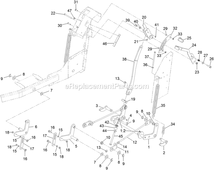 Deck Lift Assembly Diagram and Parts List for VTS691KA524CA (314000000-314999999)(2014) Exmark Lawn Mower