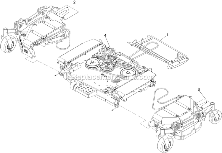 Complete Deck Assembly Diagram and Parts List for LZX980EKC96RW0 (411294212-999999999)(2022) Exmark Lawn Mower