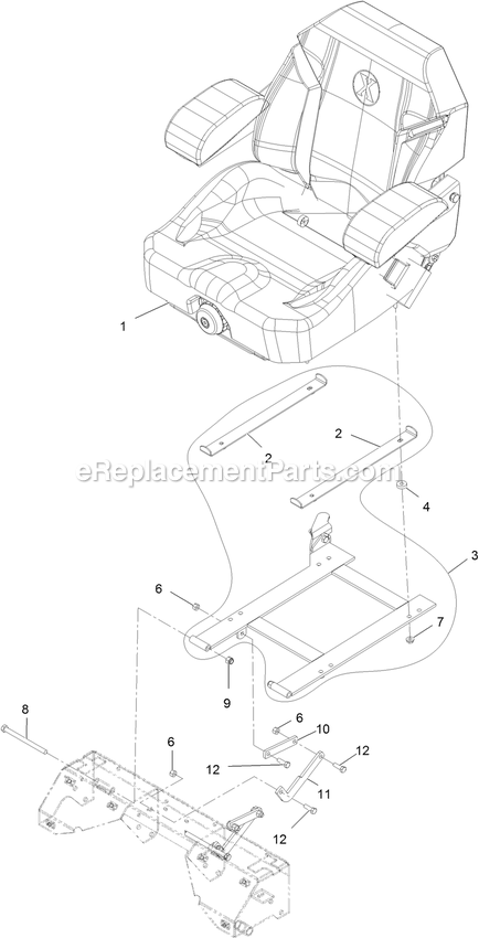 Seat Assembly (1) Diagram and Parts List for LZS902DKU725A1 (400000000-402082299)(2017) Exmark Lawn Mower