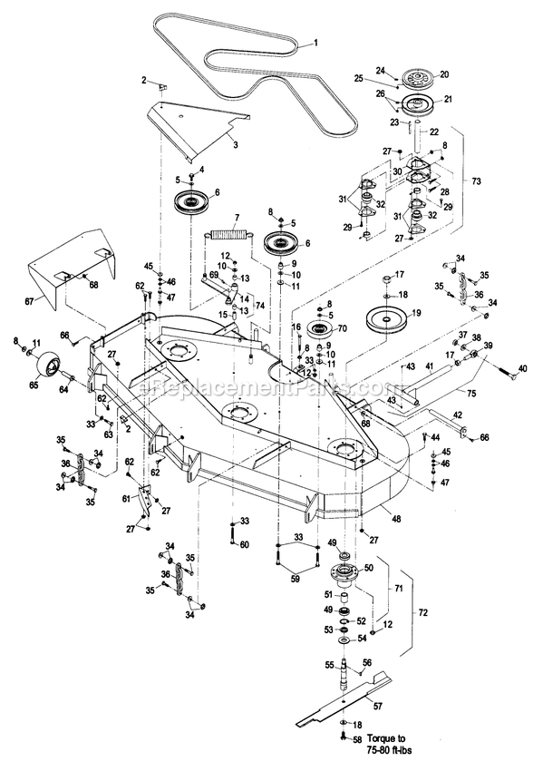 Deck Group (3) Diagram and Parts List for LZ22KC604 (190000-219999)(1999) Exmark Lawn Mower