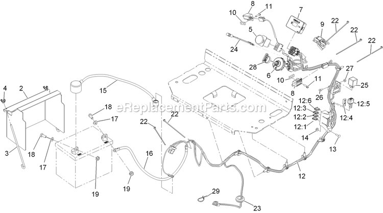 Electrical Assembly Diagram and Parts List for VT25EKC524 (920000-999999)(2011) Exmark Lawn Mower