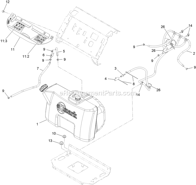 Fuel Assembly Diagram and Parts List for VTX651GKA48400 (400000000-499999999)(2017) Exmark Lawn Mower