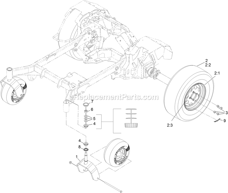Drive Wheel Assembly Diagram and Parts List for STS651GKA48400 (406294345-408644345)(2020) Exmark Lawn Mower
