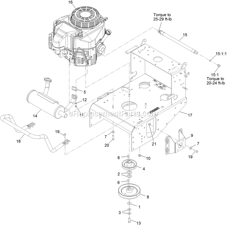 Engine Deck Assembly Diagram and Parts List for VHS481GKA36200 (315000000-315999999)(2015) Exmark Lawn Mower