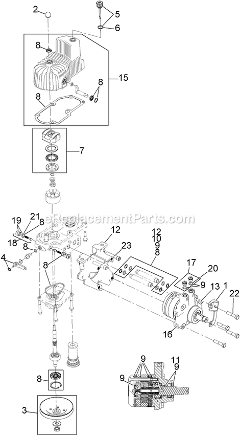 Rh Hydro Assembly Diagram and Parts List for LZE740KC604 (312000000-312999999)(2012) Exmark Lawn Mower