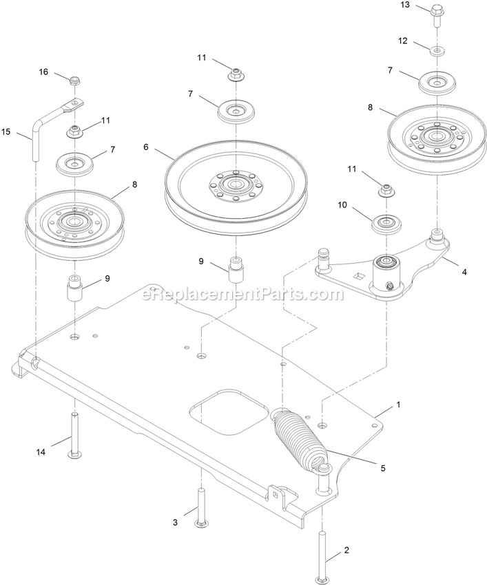 Idler Mount Assembly Diagram and Parts List for LZS80TDYM72RW0 (406294345-408644345)(2020) Exmark Lawn Mower