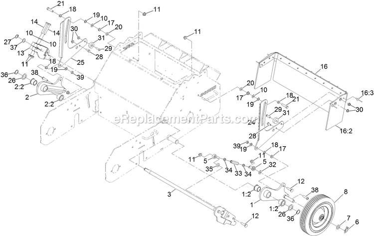 Height Linkage Assembly Diagram and Parts List for ARS180CKA21000 (400000000-402082299)(2017) Exmark Aerator