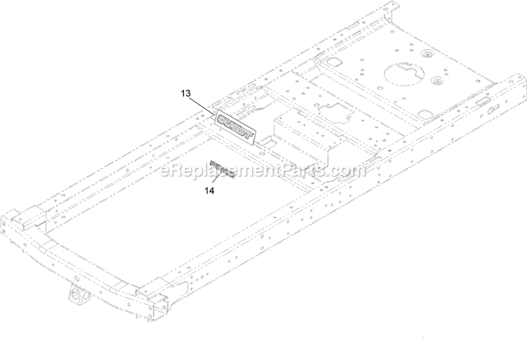 Main Frame Assembly With Decals Diagram and Parts List for QZE725GKC42200 (411294212-999999999)(2022) Exmark Lawn Mower