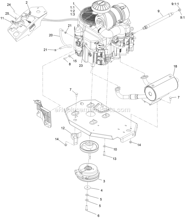 Engine Assembly Diagram and Parts List for LZE801GKA724A1 (408644346-999999999)(2021) Exmark Lawn Mower