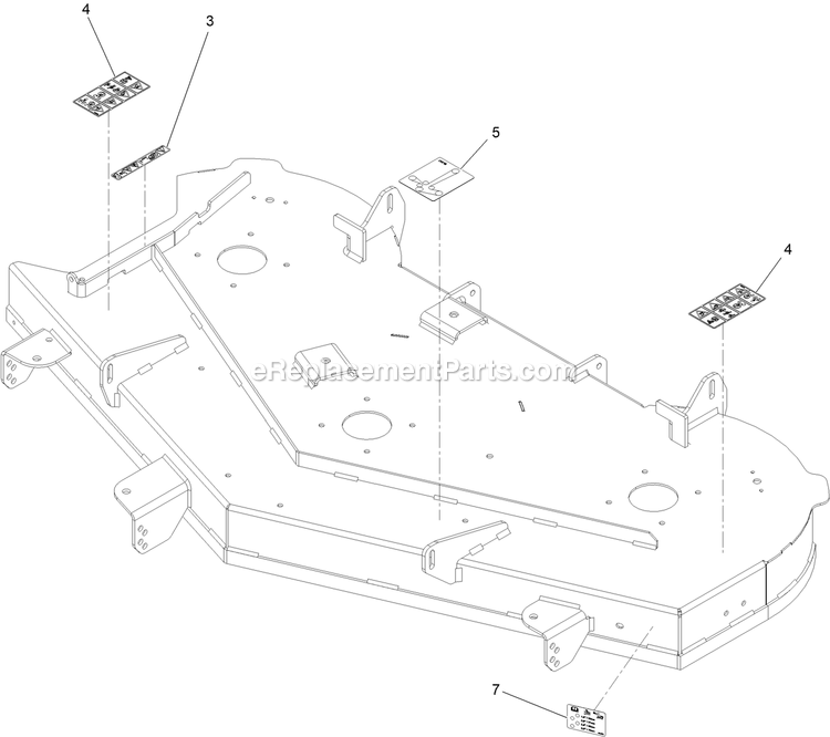 Deck With Decals Assembly Diagram and Parts List for QZS735GKC54200 (408644346-411294211)(2021) Exmark Lawn Mower
