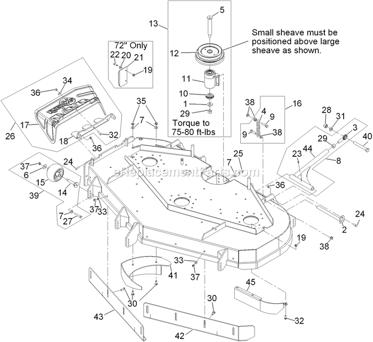 Deck Group (2) Diagram and Parts List for LZ28KA665 (670000-719999)(2007) Exmark Lawn Mower