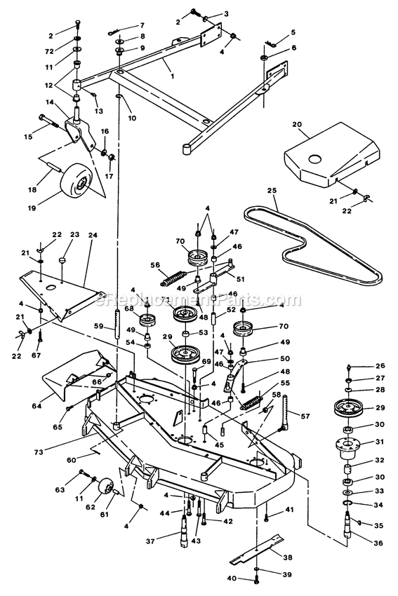 Mower Deck And Support Diagram and Parts List for TT-1800  Exmark Lawn Mower
