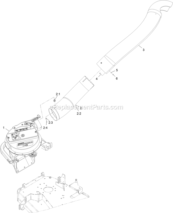 Blower Assembly (1) Diagram and Parts List for 126-6954 (402082300-404314158)(2018) Exmark Lawn Tractor Accessories