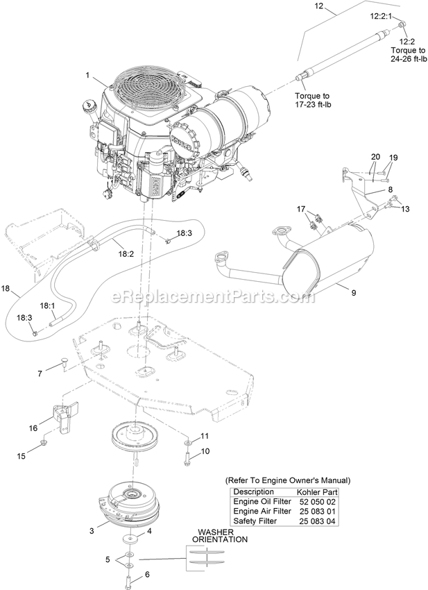 Engine Assembly Diagram and Parts List for LZS749AKC72400 (316000000-316999999)(2016) Exmark Lawn Mower