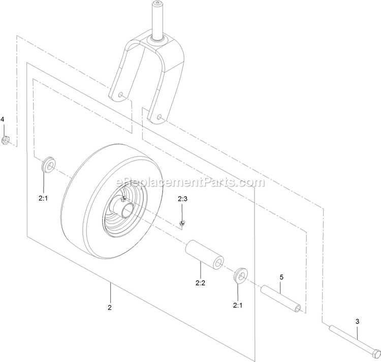 Caster Wheel Assembly Diagram and Parts List for ARX440CKC24000 (404314159-406294344)(2019) Exmark Aerator