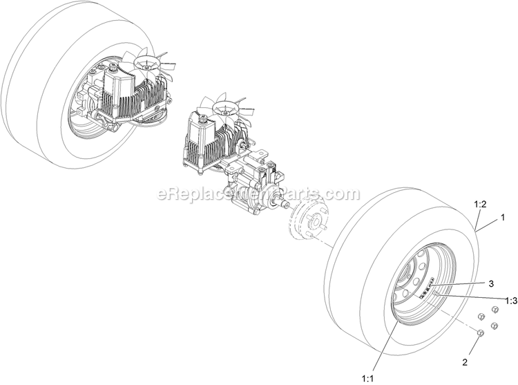 Rear Wheel Assembly Diagram and Parts List for LZE751GKA604A1 (400000000-402082299)(2017) Exmark Lawn Mower