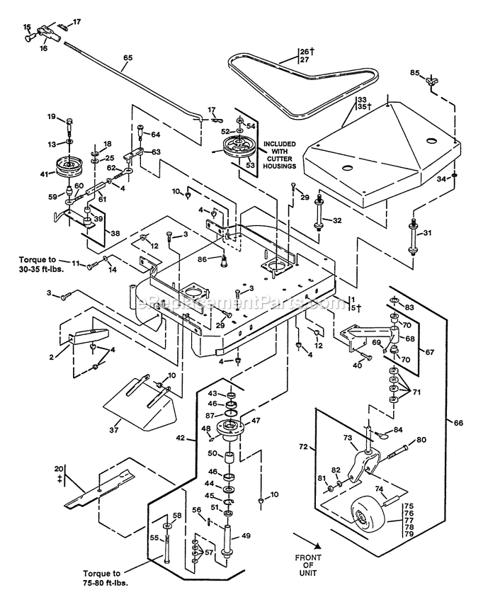 Mower Deck (1) Diagram and Parts List for M36-14K-5E (115000-129999)(1996) Exmark Lawn Mower