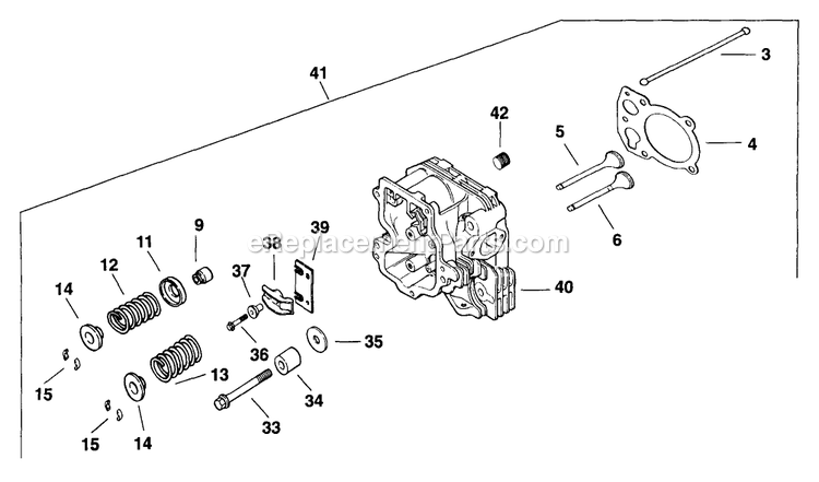Head/Valve/Breather (2) Diagram and Parts List for TT3614KC (160000-169999)(1998) Exmark Lawn Mower