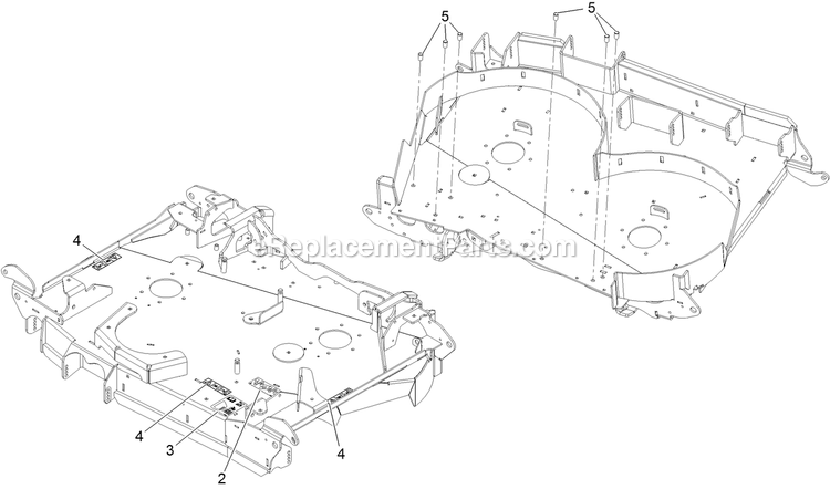 Center Deck With Decals Assembly Diagram and Parts List for LZS88CDYM96RW0 (402082300-404314158)(2018) Exmark Lawn Mower