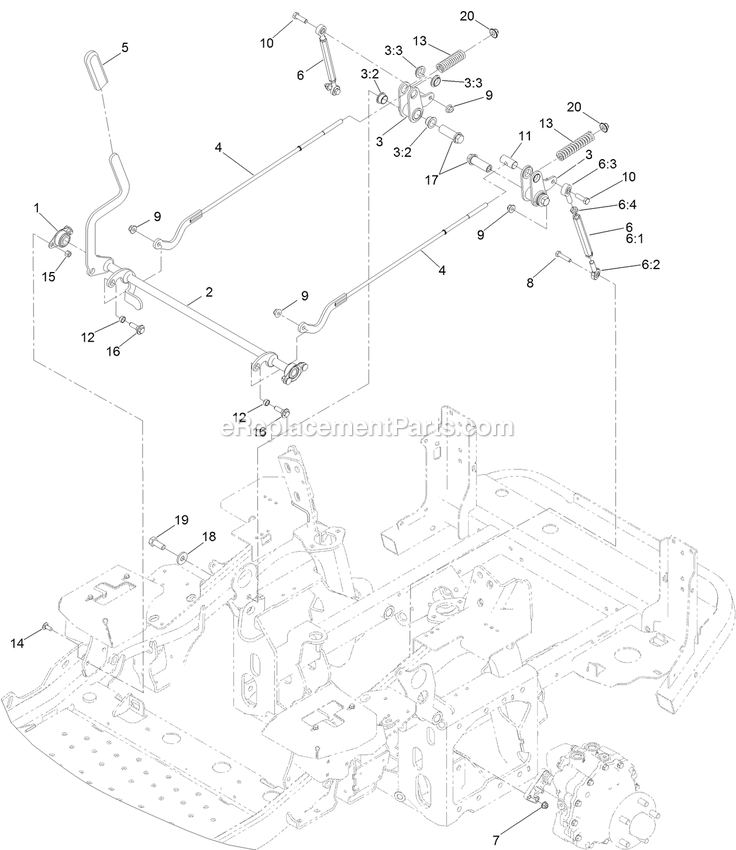 Parking Brake Assembly Diagram and Parts List for LZS80TDYM604W0 (406294345-408644345)(2020) Exmark Lawn Mower