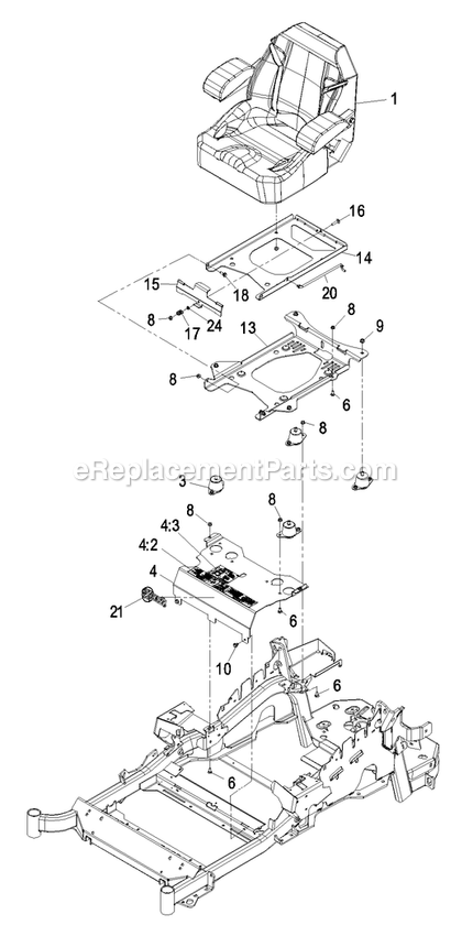 Seat Group Diagram and Parts List for LZZ23KA526 (790000-849999)(2009) Exmark Lawn Mower