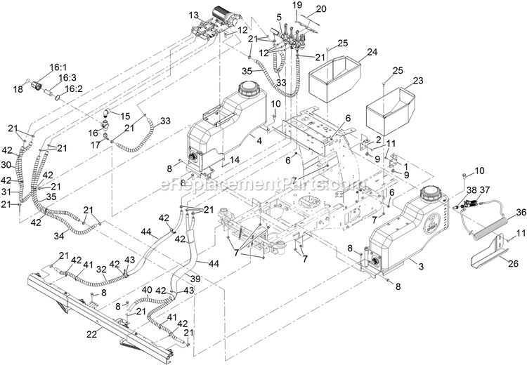 Spray System Assembly Diagram and Parts List for 34220 400000000-999999999 Exmark Sprayer