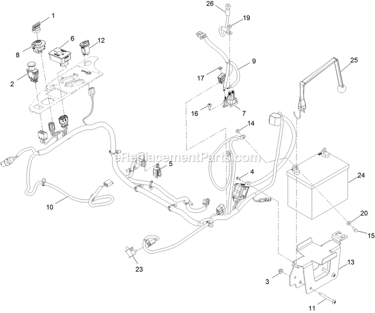 Electrical Assembly Diagram and Parts List for RAE708GEM52300 (400000000-402082299)(2017) Exmark Lawn Mower
