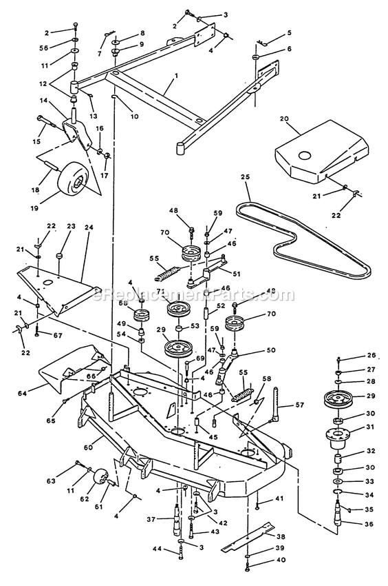 Mower Deck (2) Diagram and Parts List for TR-17K 70000 Exmark Lawn Mower