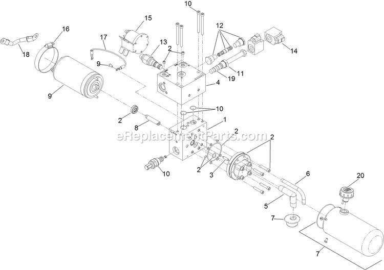 Power Train Assembly Diagram and Parts List for LZX980EKC96RW0 (406294345-408644345)(2020) Exmark Lawn Mower