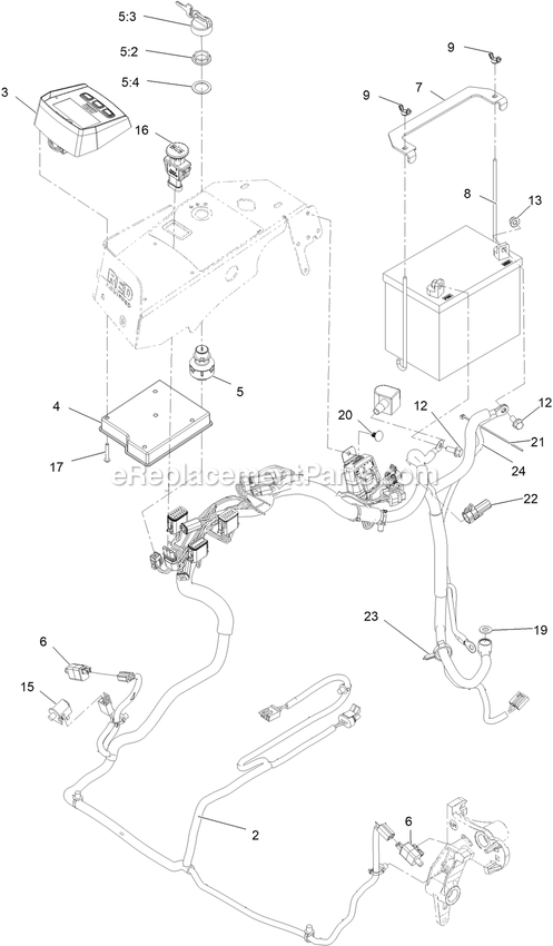 Electrical Assembly Diagram and Parts List for LZS850EKA604W0 (408644346-999999999)(2021) Exmark Lawn Mower