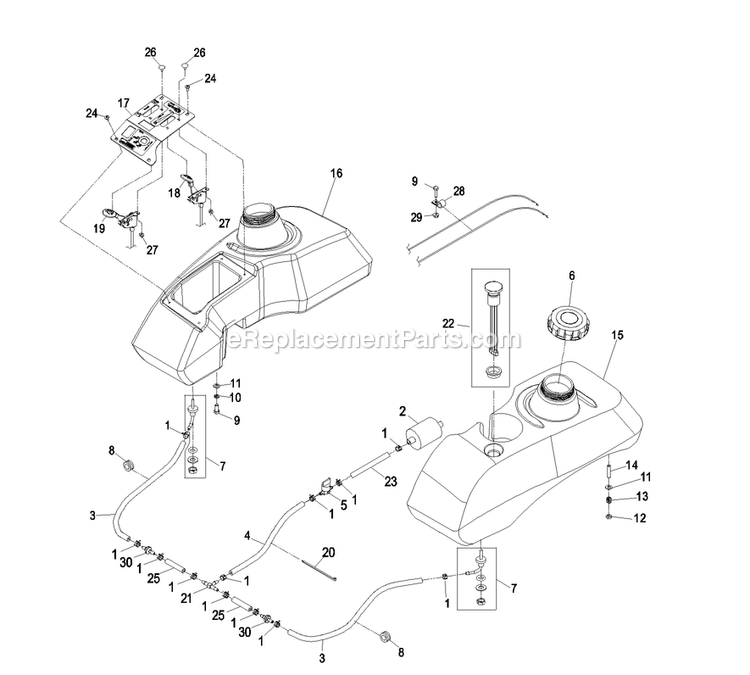 Fuel Group Diagram and Parts List for LHP19KA465CA (720000-789999)(2008) Exmark Lawn Mower