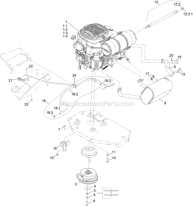 Engine Assembly Diagram and Parts List for LZS749AKC72400 (402082300-404314158)(2018) Exmark Lawn Mower