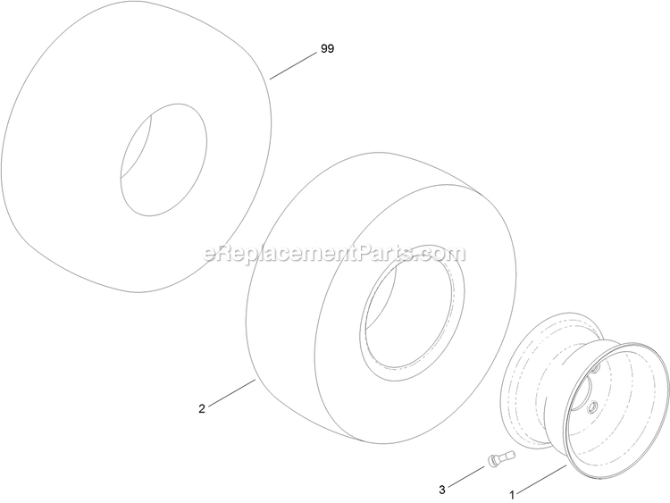 Wheel And Tire Assembly (1) Diagram and Parts List for QT22KA421 (920000-999999)(2011) Exmark Lawn Mower