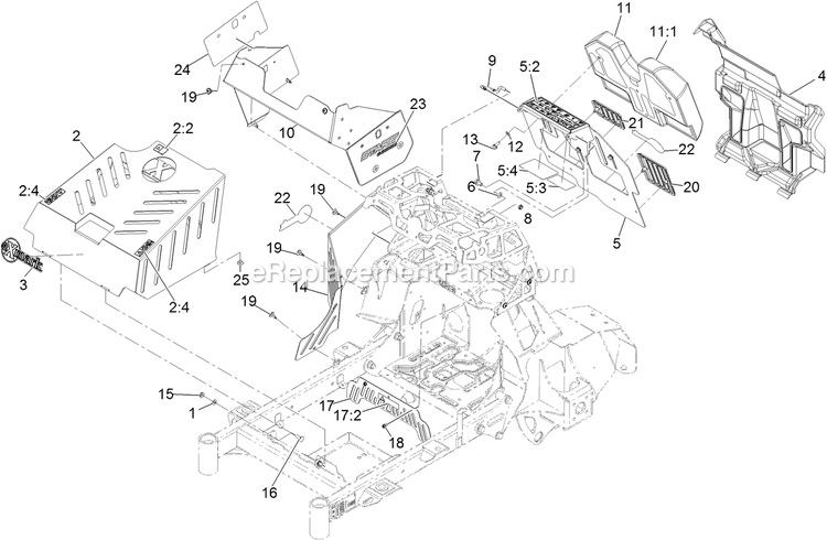 Guarding Assembly Diagram and Parts List for STE600CKA363H1 (406294345-408644345)(2020) Exmark Lawn Mower