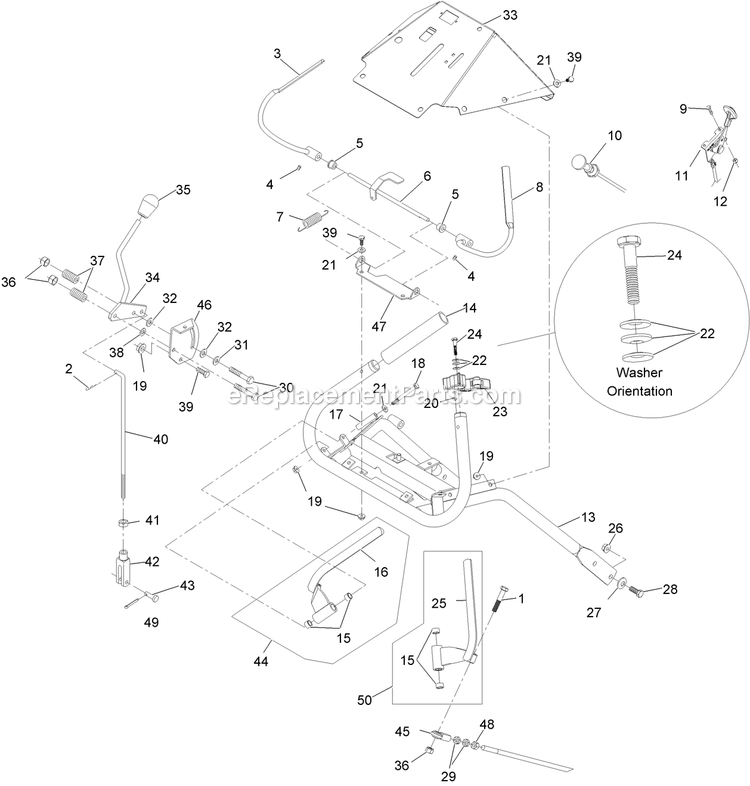 Ecs Upper Handles And Controls Assembly Diagram and Parts List for TTX20KCE (920000-999999)(2011) Exmark Lawn Mower