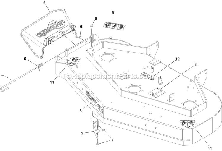 Deck With Decals Assembly (1) Diagram and Parts List for VHS481GKA48300 (404314159-406294344)(2019) Exmark Lawn Mower